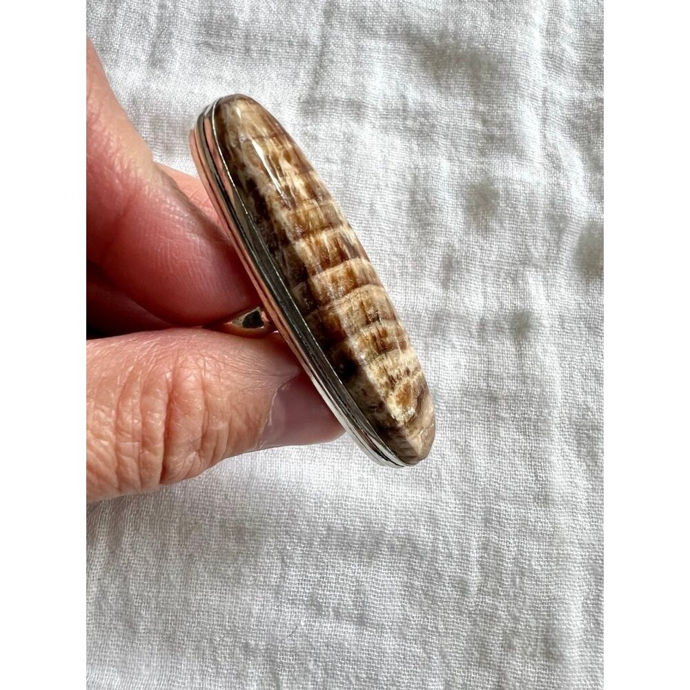 925 LAST ONE! Nurturing Earth Stone Aragonite Ring 6.5 - Picture 8 of 13
